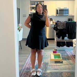 Abercrombie black, cap-sleeve, drop-waist linen dress